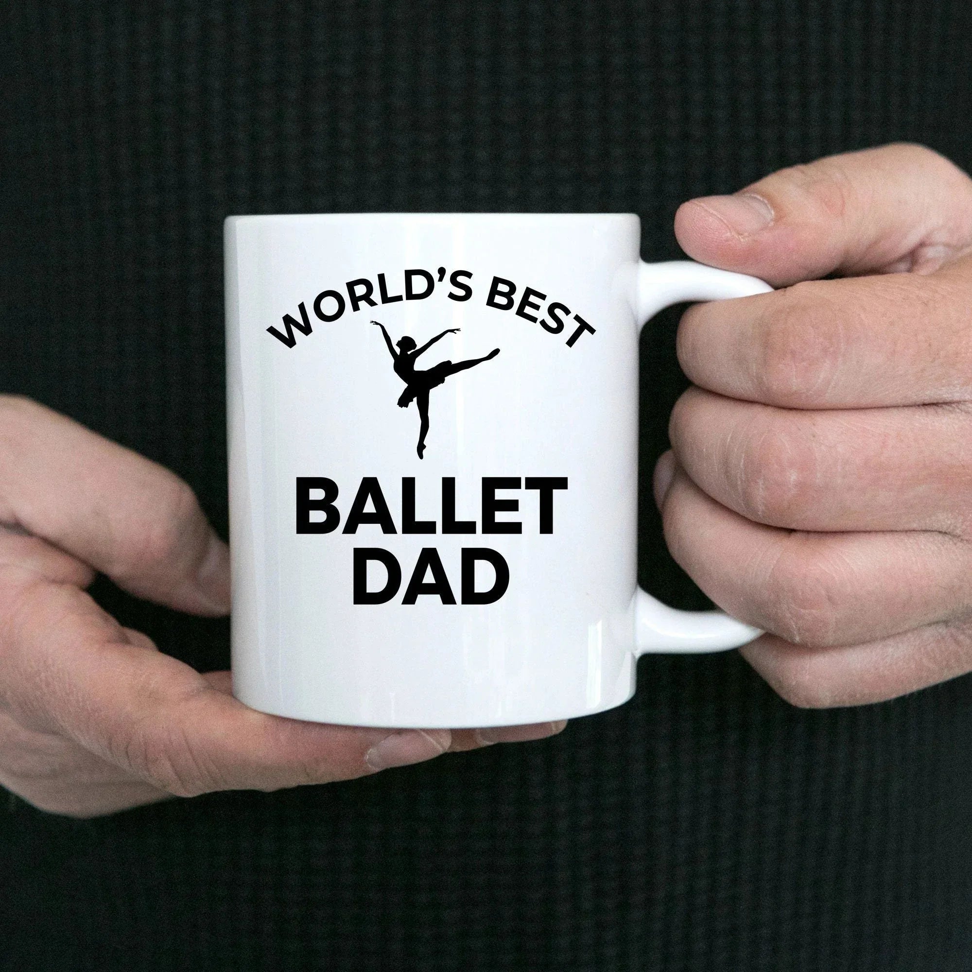 Ballet Dad Custom Ceramic Coffee Mug White Two-toned Black Navy Red & Travel Tumbler