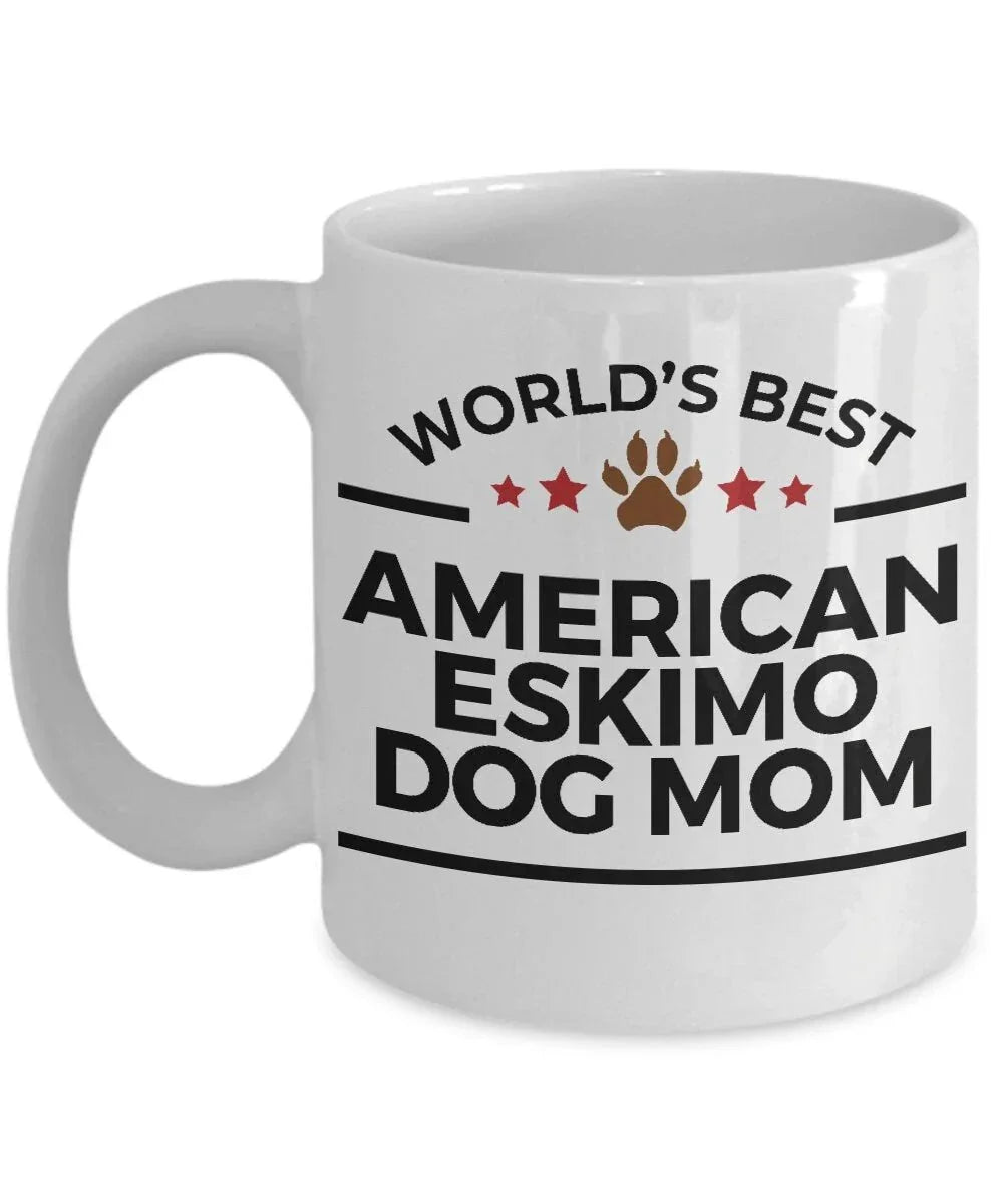 World’s Best American Eskimo Dog Mom Ceramic Coffee Mug – Funny Pet Lover Gift for American Eskimo Owners