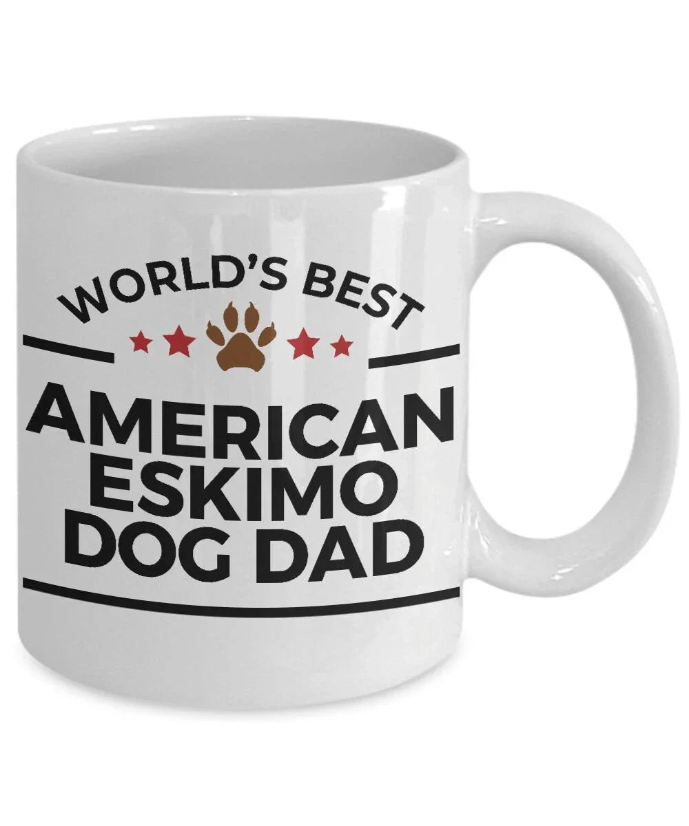 World’s Best American Eskimo Dog Dad Ceramic Coffee Mug – Funny Pet Lover Gift for American Eskimo Owners