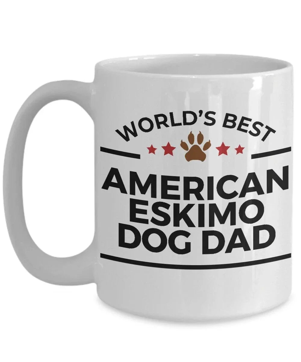 World’s Best American Eskimo Dog Dad Ceramic Coffee Mug – Funny Pet Lover Gift for American Eskimo Owners