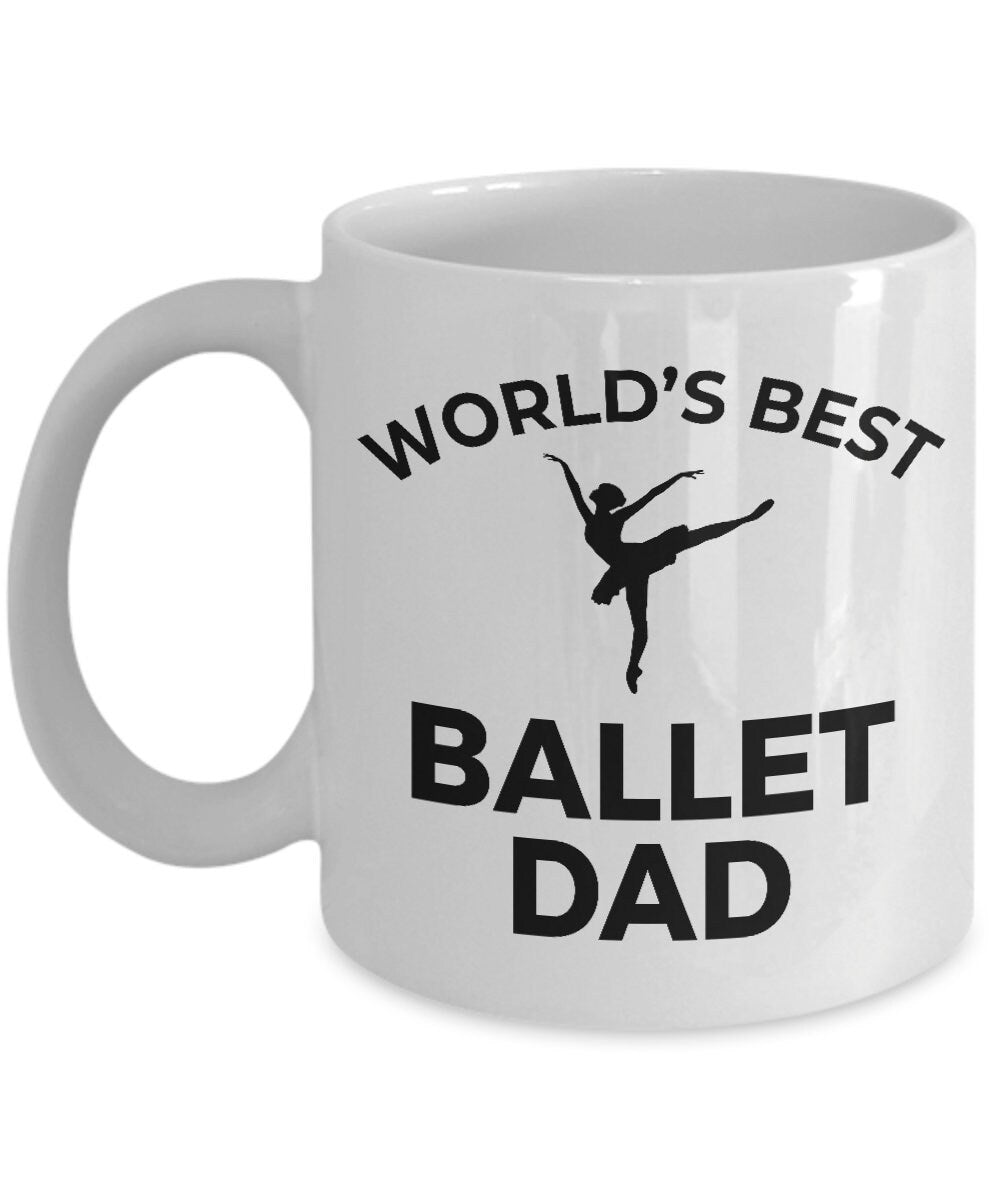 Ballet Dad Custom Ceramic Coffee Mug White Two-toned Black Navy Red & Travel Tumbler - Mallard Moon Gift Shop