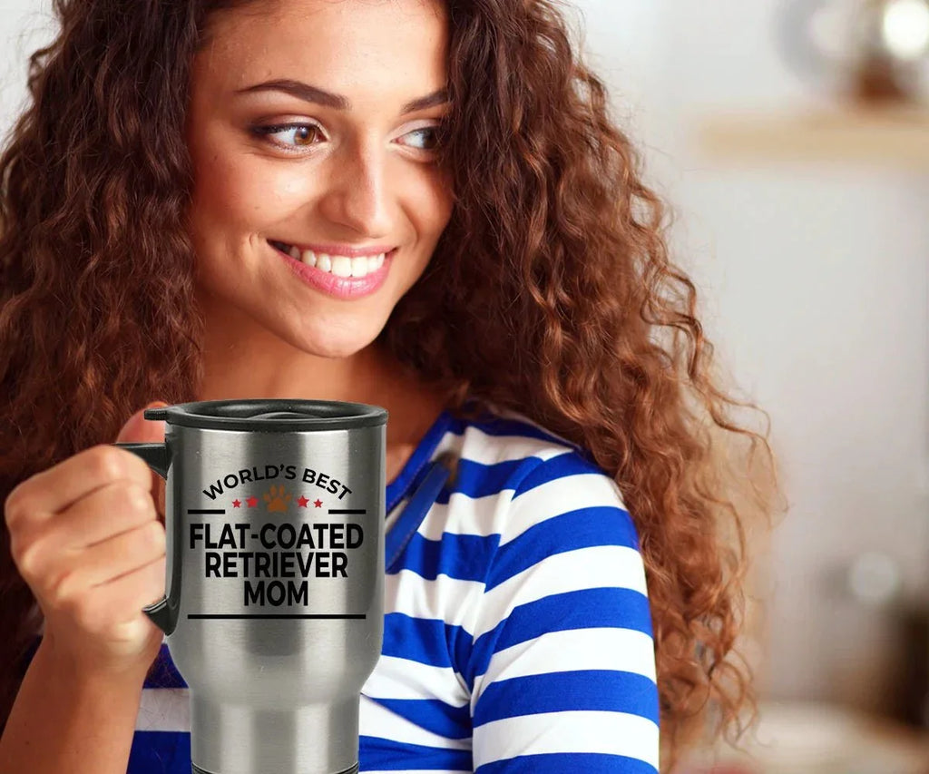 Flat-coated Retriever Dog Mom travel tumbler mug