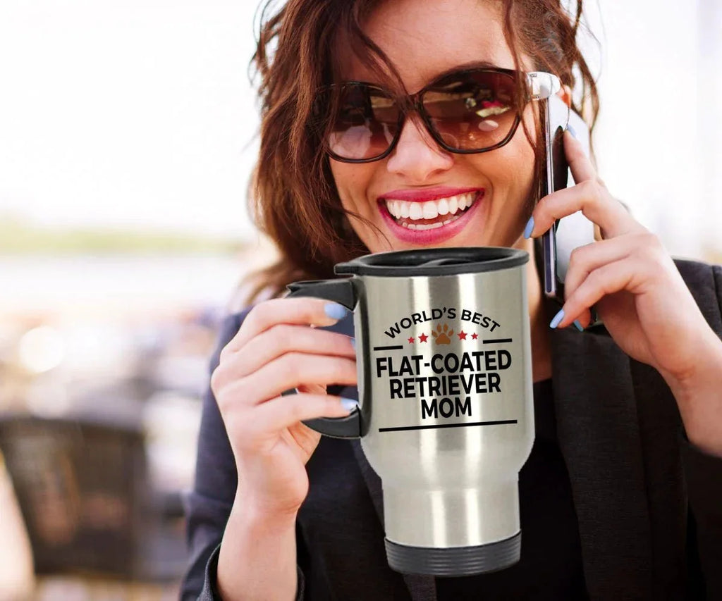 Flat-coated Retriever Dog Mom travel tumbler mug