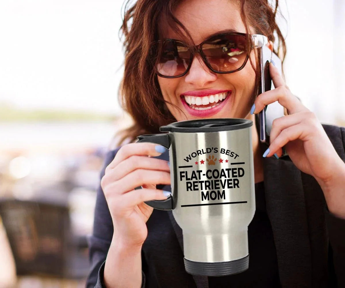 Flat-coated Retriever Dog Mom travel tumbler mug