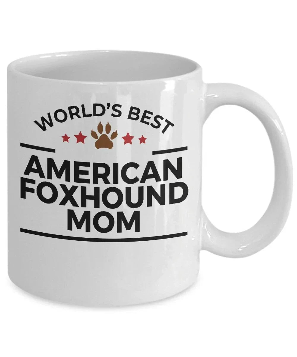 World’s Best American Foxhound Dog Mom Ceramic Coffee Mug – Funny Pet Lover Gift for American Foxhound Owners