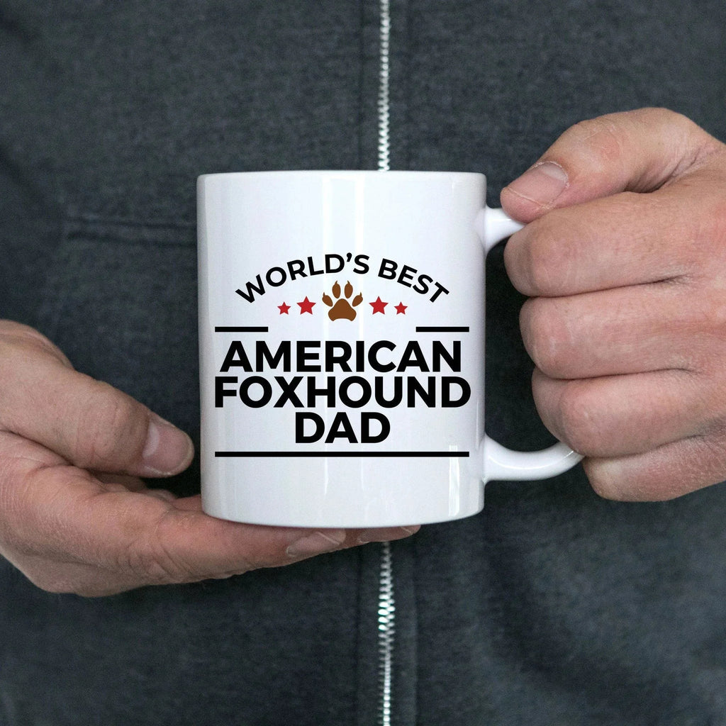 World’s Best American Foxhound Dog Dad Ceramic Coffee Mug – Funny Pet Lover Gift for American Foxhound Owners