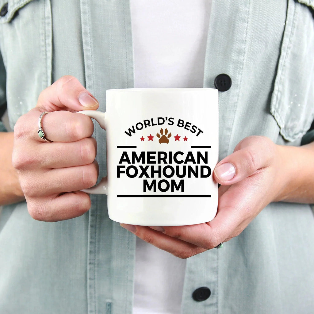 World’s Best American Foxhound Dog Mom Ceramic Coffee Mug – Funny Pet Lover Gift for American Foxhound Owners