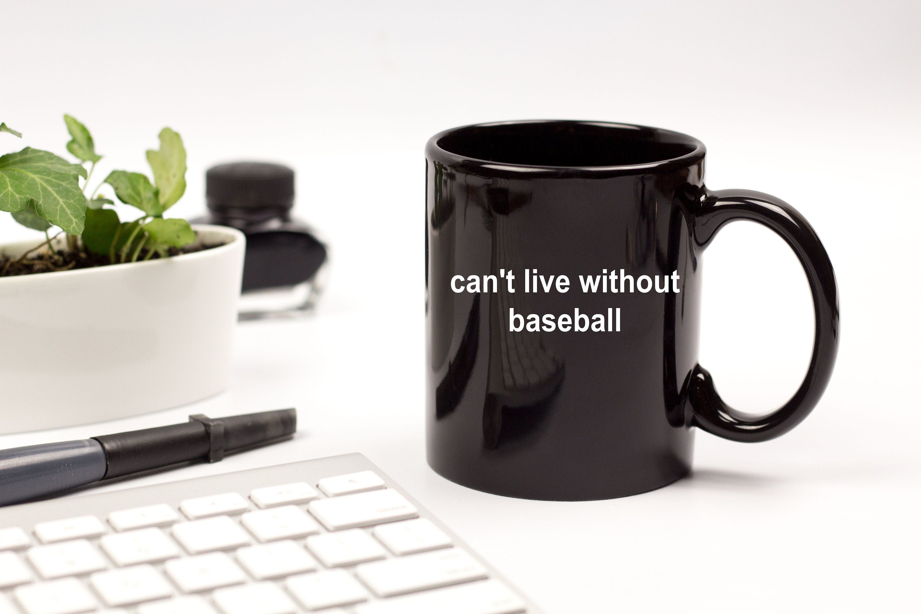 Baseball Black Coffee Mug - Can't Live Without Baseball - Mallard Moon Gift Shop