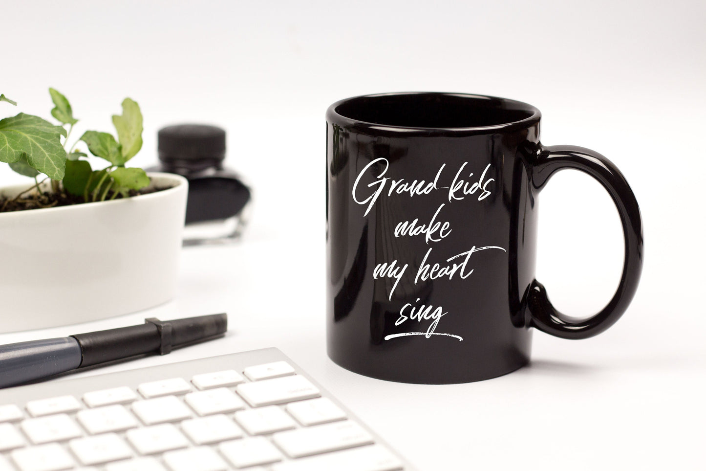 Grandmother or Grandfather Mug Black Coffee Cup - Grand-kids Make my Heart Sing Hot Chocolate Mug - Mallard Moon Gift Shop