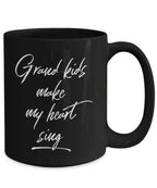 Grandmother or Grandfather Mug Black Coffee Cup - Grand-kids Make my Heart Sing Hot Chocolate Mug
