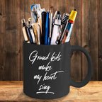 Grandmother or Grandfather Mug Black Coffee Cup - Grand-kids Make my Heart Sing Hot Chocolate Mug