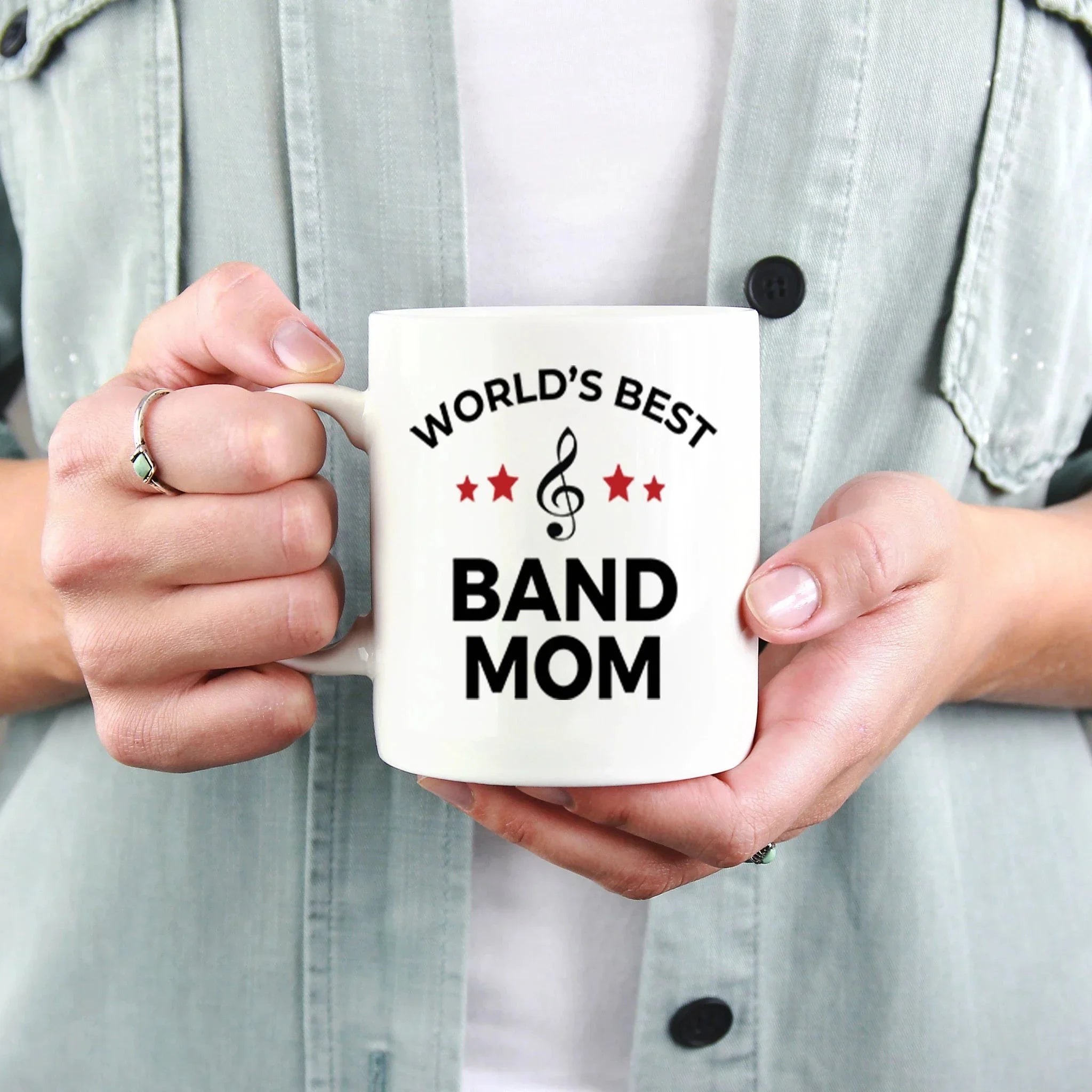 Best Band Mom Ceramic Coffee Mug Personalized white, two-tone black, red, navy, pink