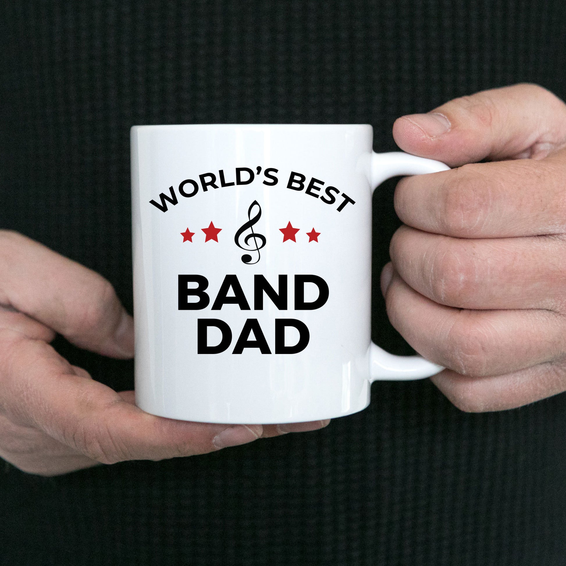 Band Dad Coffee Mug - Personalize Custom ceramic white, two-tone black, navy, red, pink - Mallard Moon Gift Shop