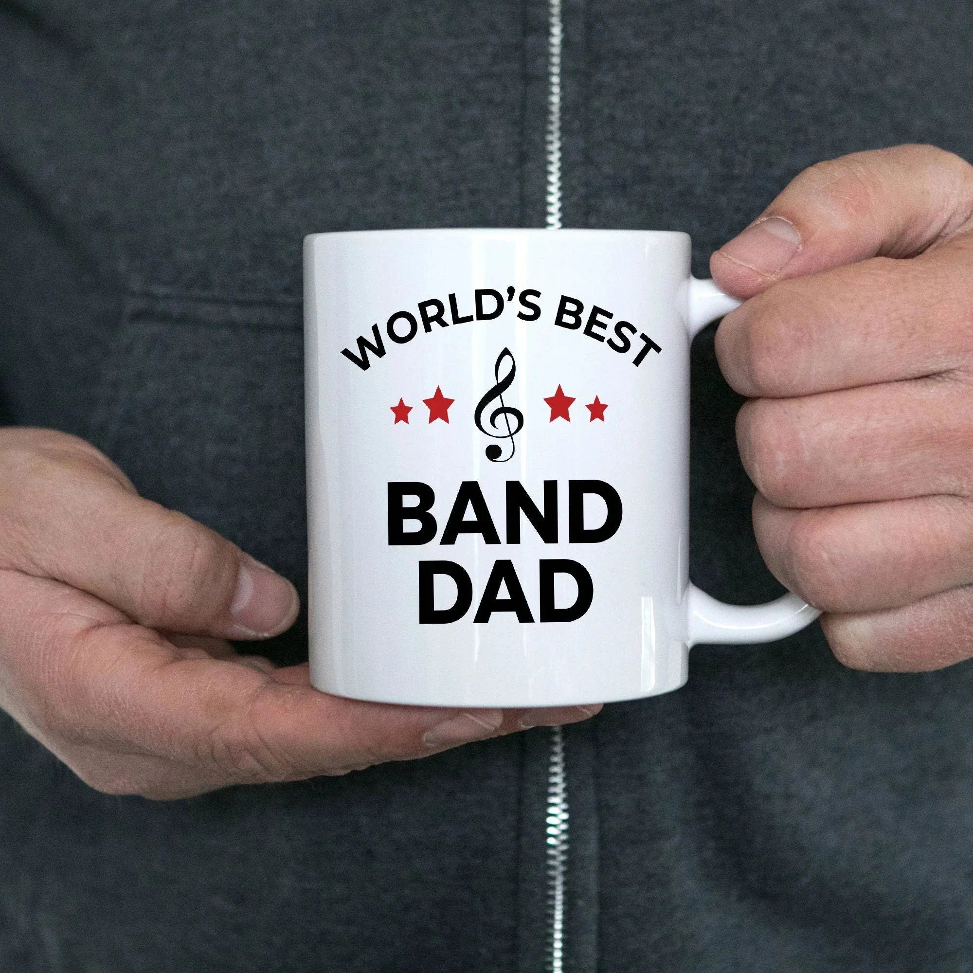 Band Dad Coffee Mug - Personalize Custom ceramic white, two-tone black, navy, red, pink