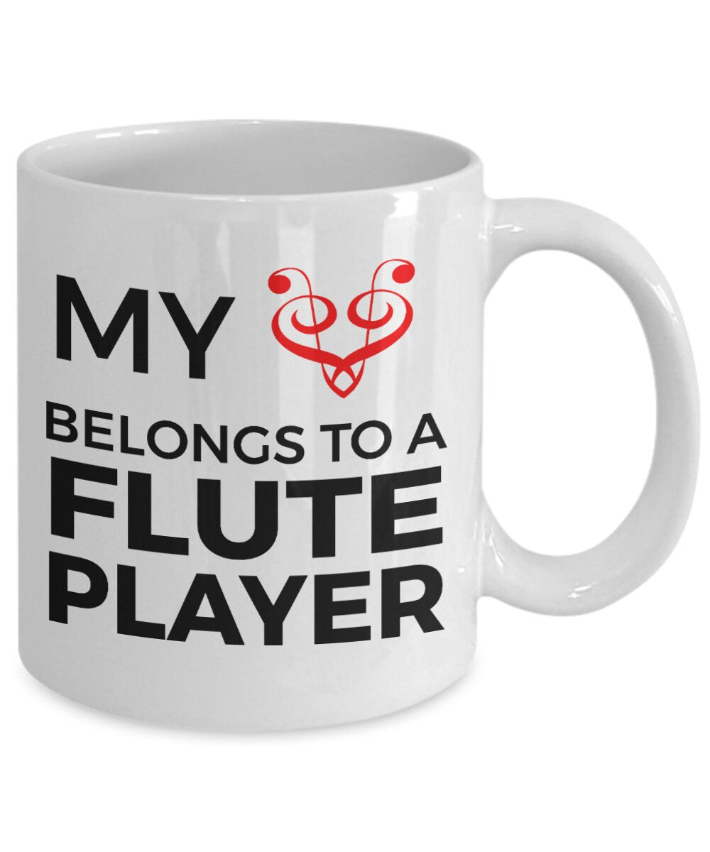 Flute Player Mug - My Heart Belongs To A Flute Player - Mallard Moon Gift Shop