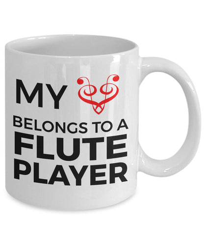Flute Player Mug - My Heart Belongs To A Flute Player - Mallard Moon Gift Shop