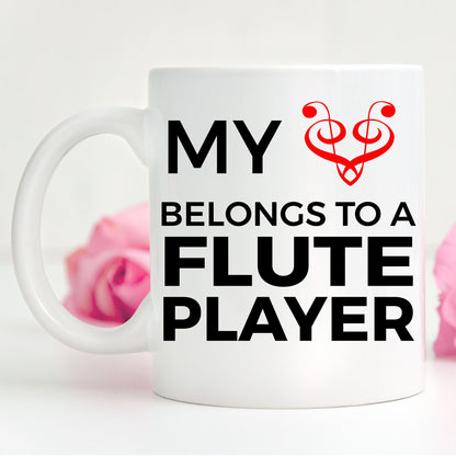 Flute Player Mug - My Heart Belongs To A Flute Player - Mallard Moon Gift Shop
