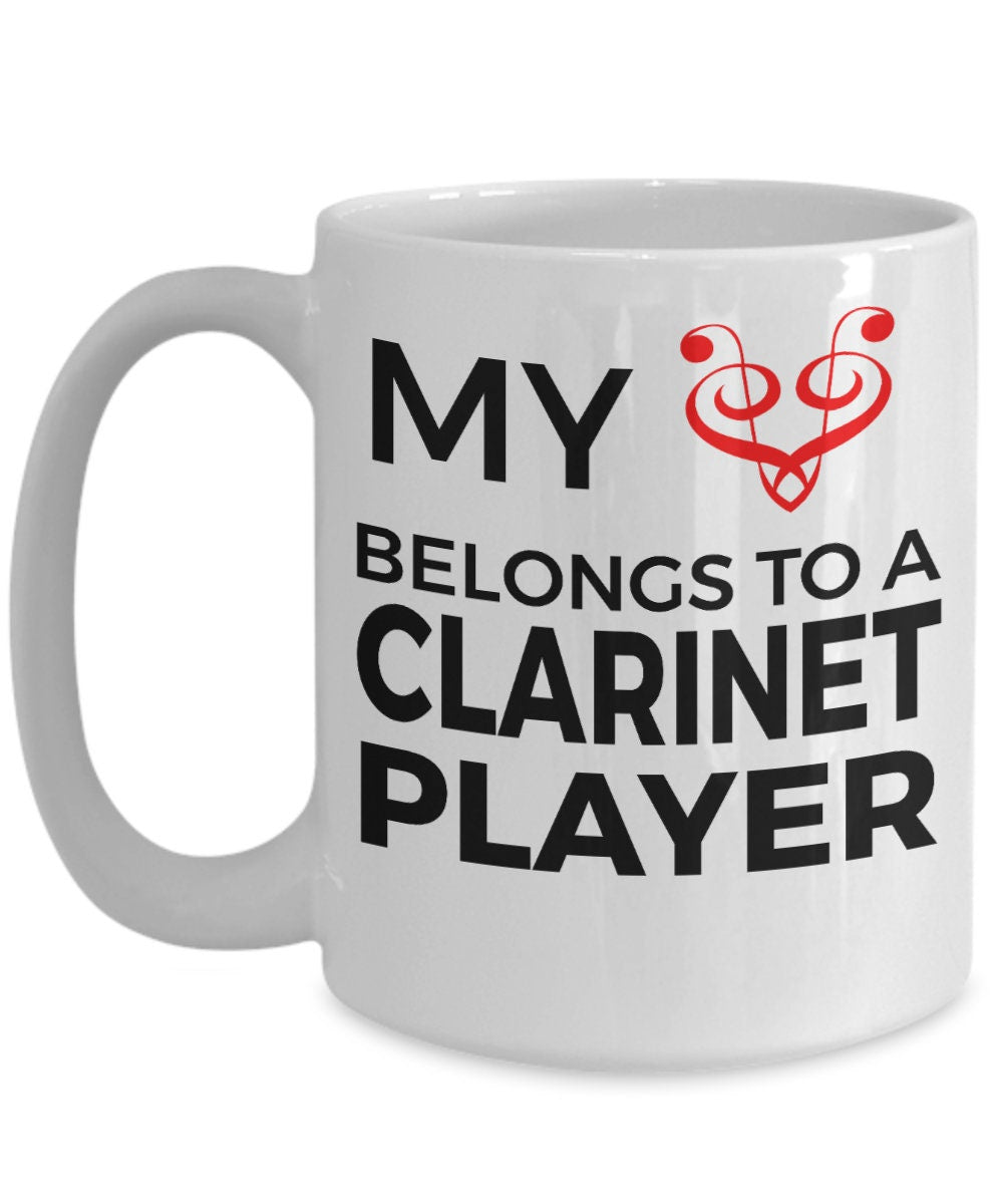 Clarinet Player Mug - My Heart Belongs To A Clarinet Player - Mallard Moon Gift Shop