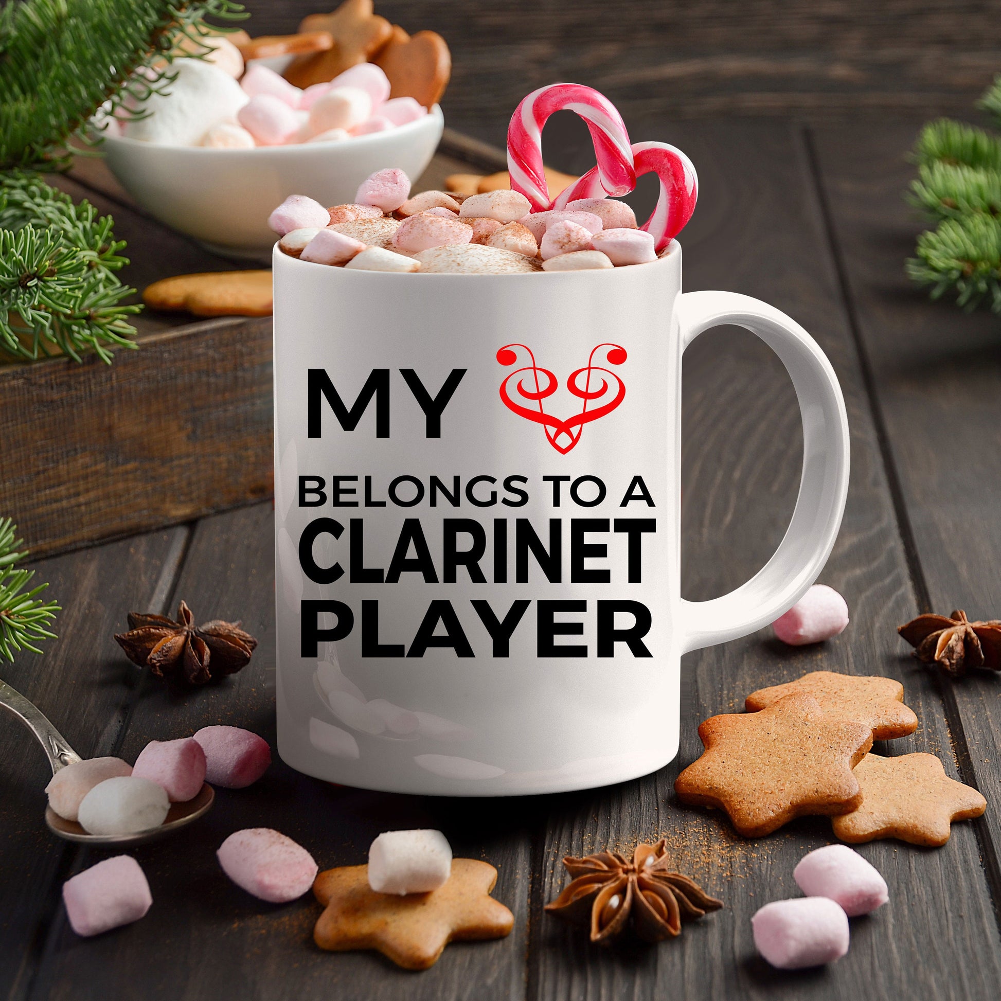 Clarinet Player Mug - My Heart Belongs To A Clarinet Player - Mallard Moon Gift Shop