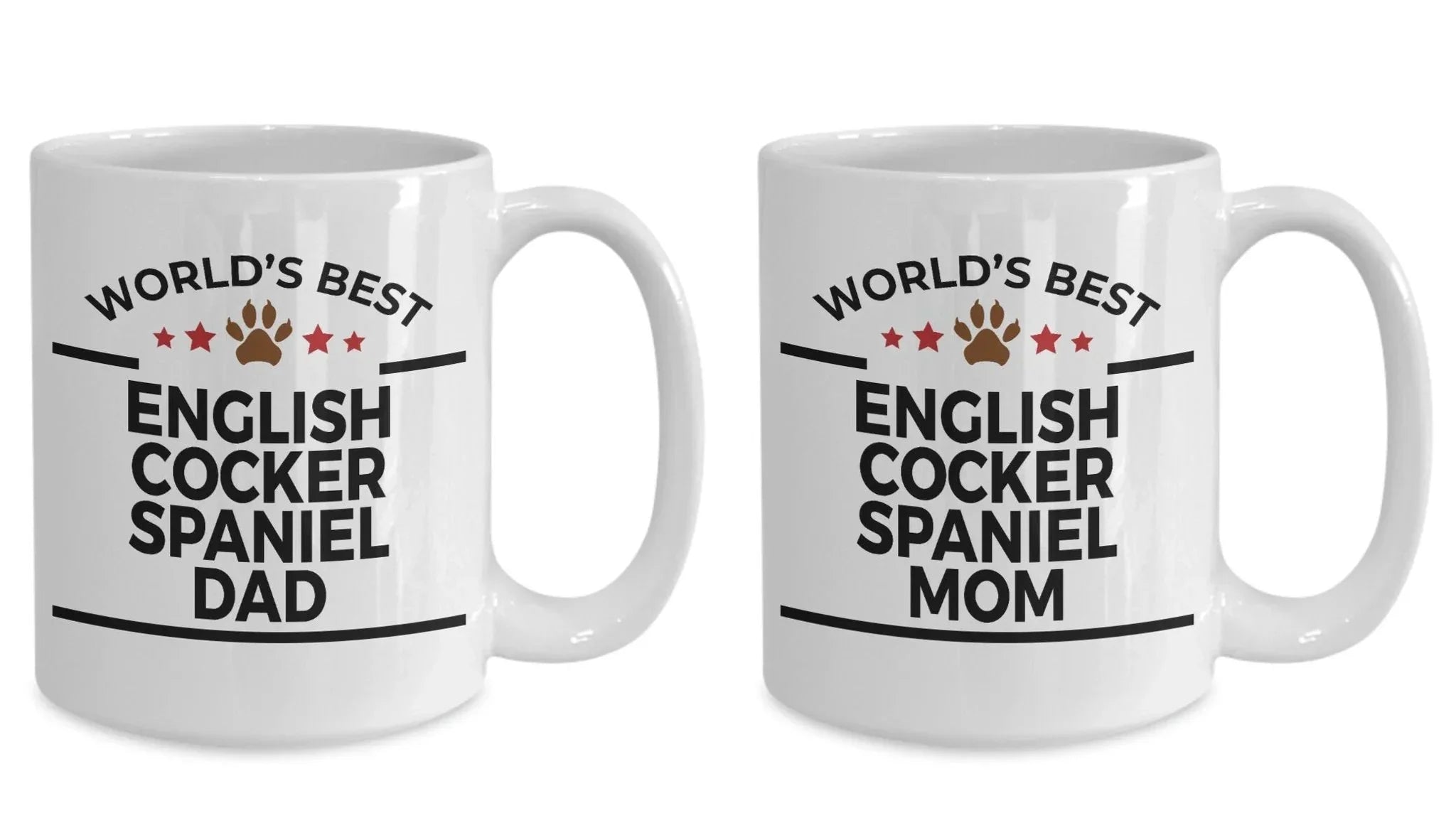 English Cocker Spaniel Dad and Mom Couples Mug - Set of 2 - His and Hers