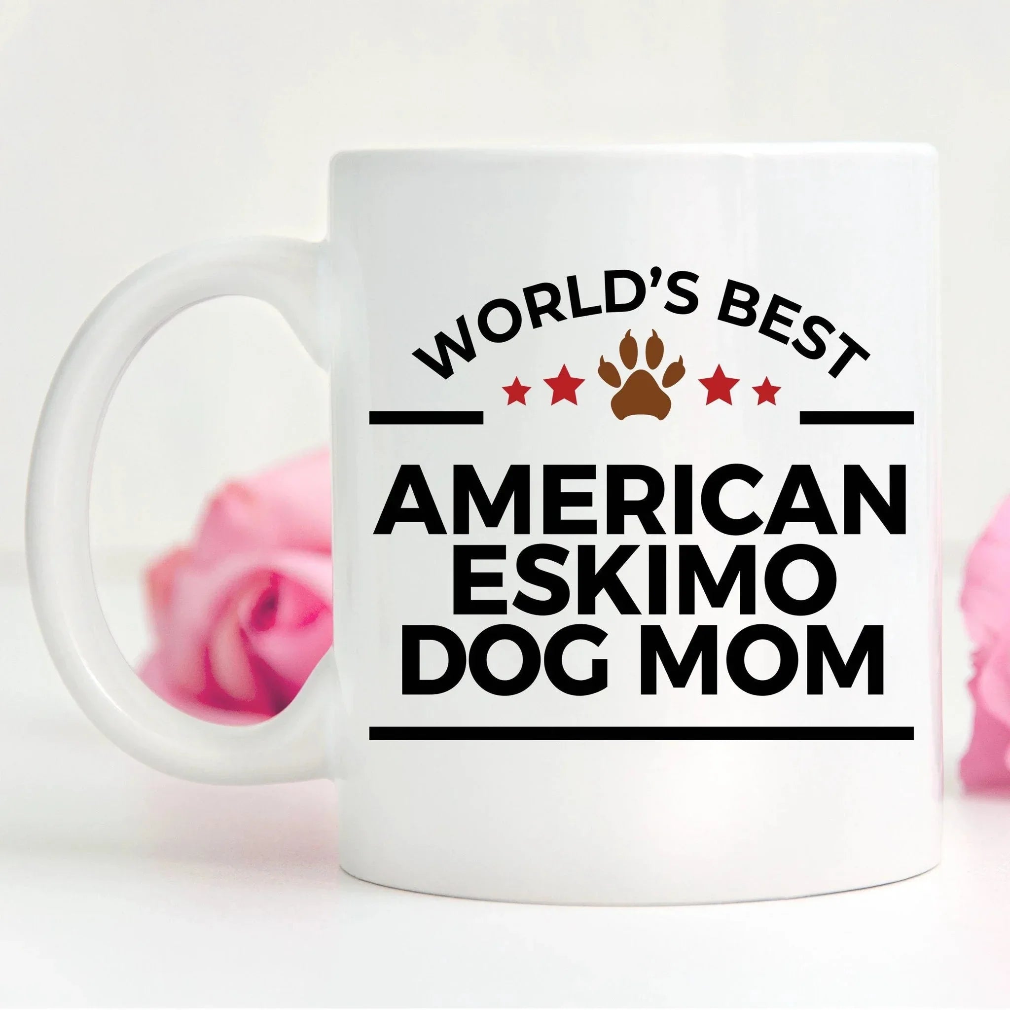 World’s Best American Eskimo Dog Mom Ceramic Coffee Mug – Funny Pet Lover Gift for American Eskimo Owners