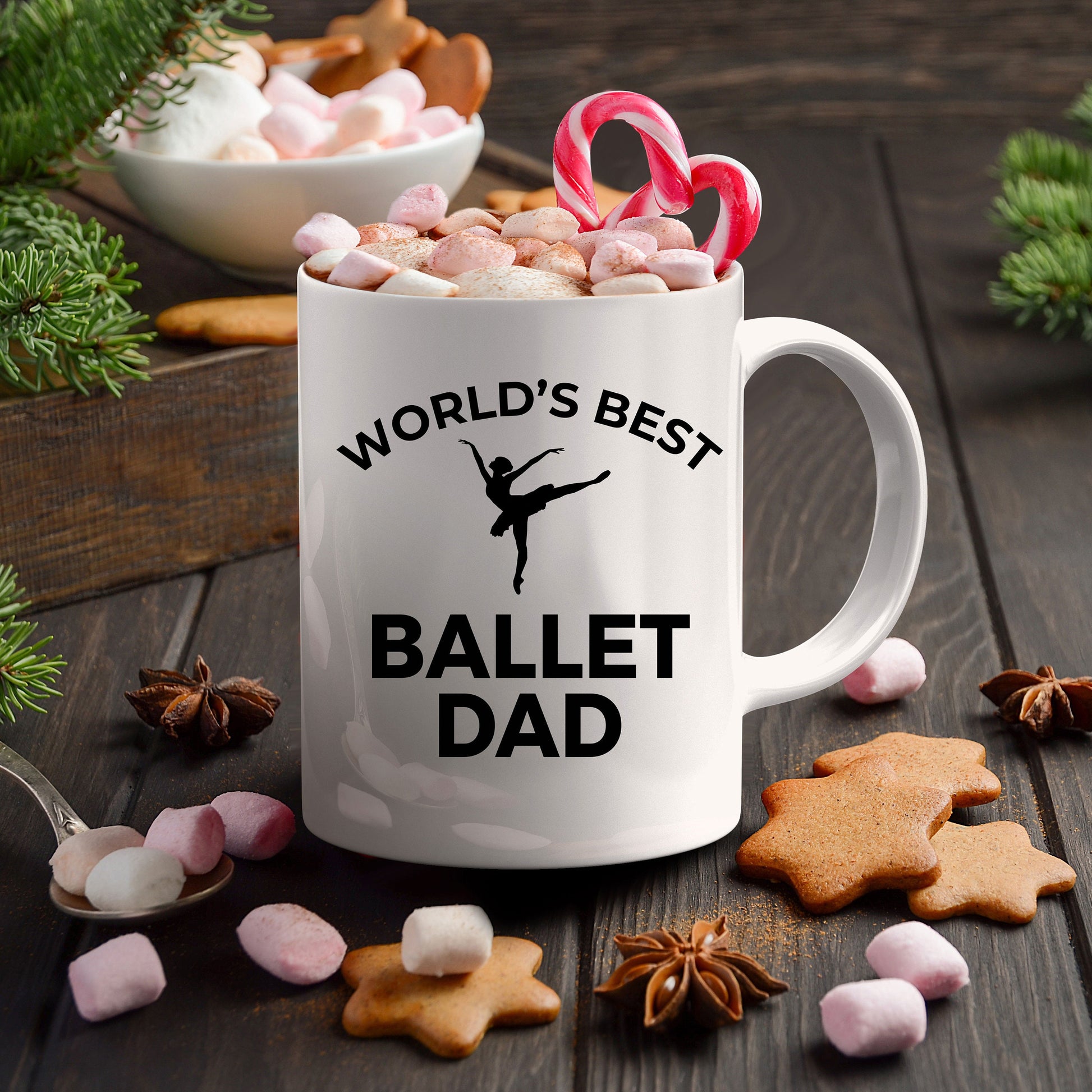 Ballet Dad Custom Ceramic Coffee Mug White Two-toned Black Navy Red & Travel Tumbler - Mallard Moon Gift Shop