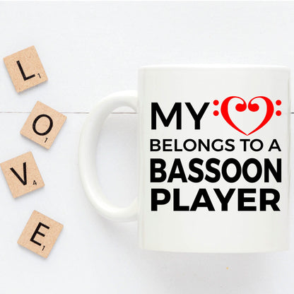 Bassoon Player Mug - My Heart Belongs To A Bassoon Player - Mallard Moon Gift Shop