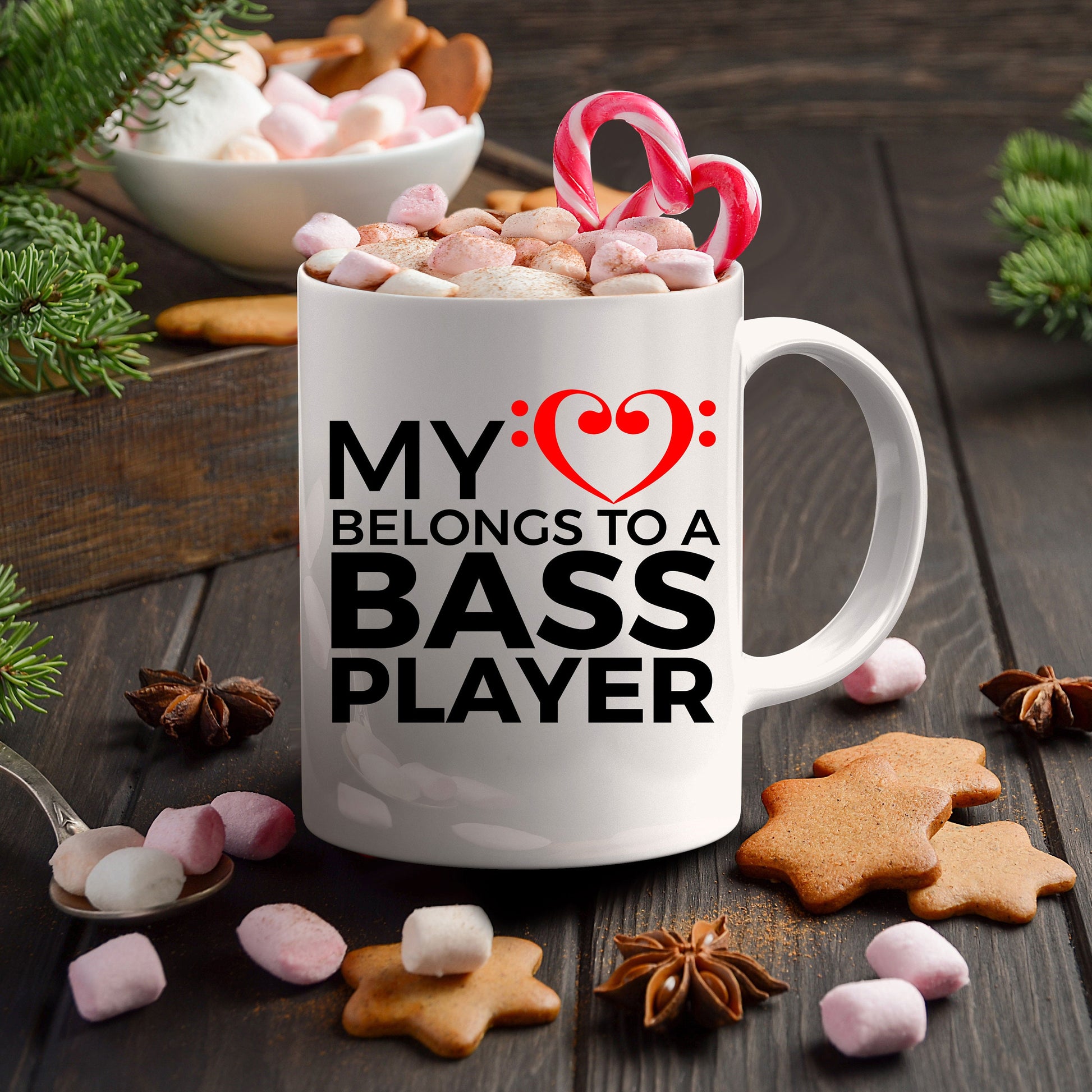 Bass Player Mug - My Heart Belongs To A Bass Player - Mallard Moon Gift Shop