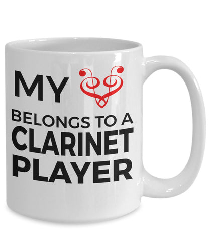 Clarinet Player Mug - My Heart Belongs To A Clarinet Player - Mallard Moon Gift Shop