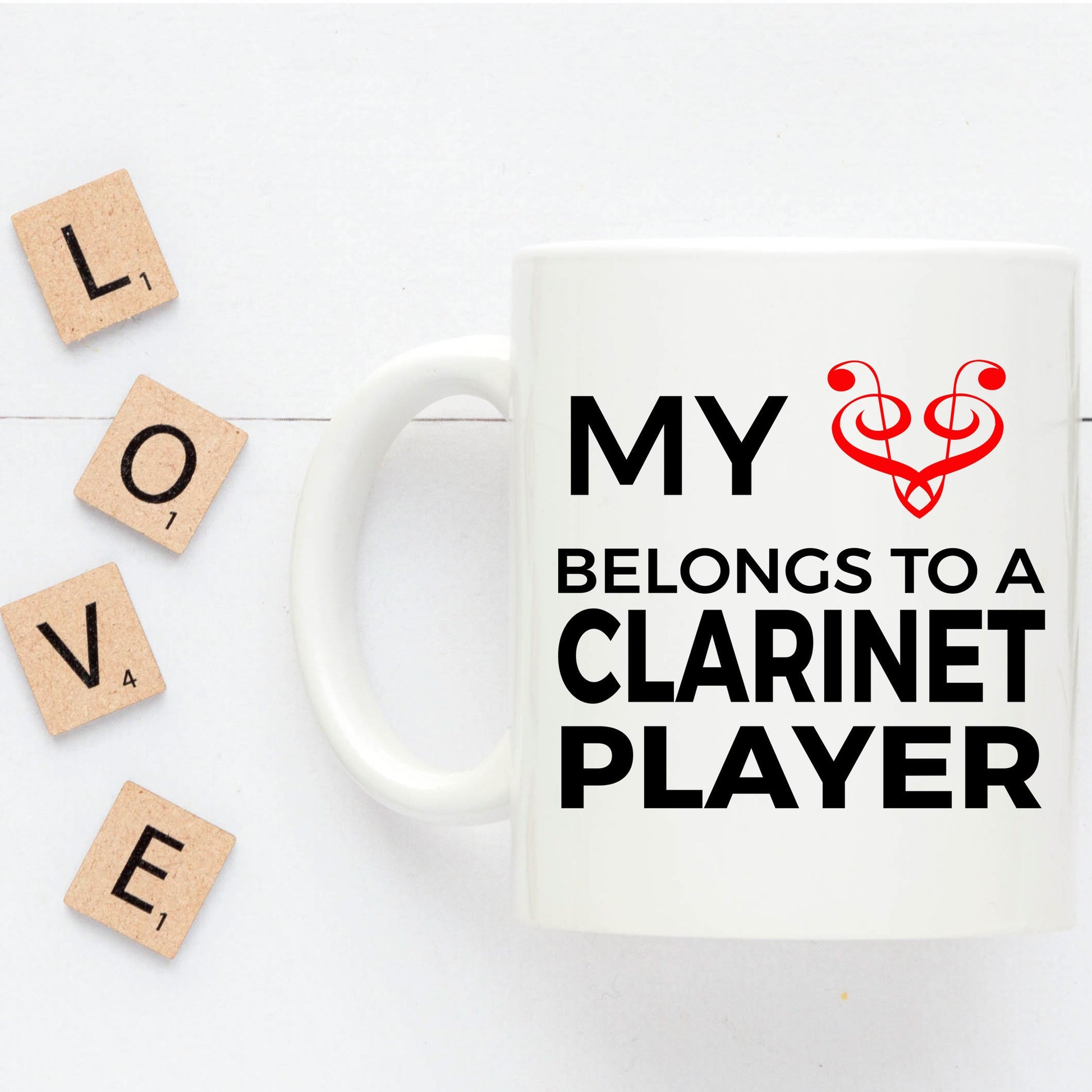 Clarinet Player Mug - My Heart Belongs To A Clarinet Player - Mallard Moon Gift Shop