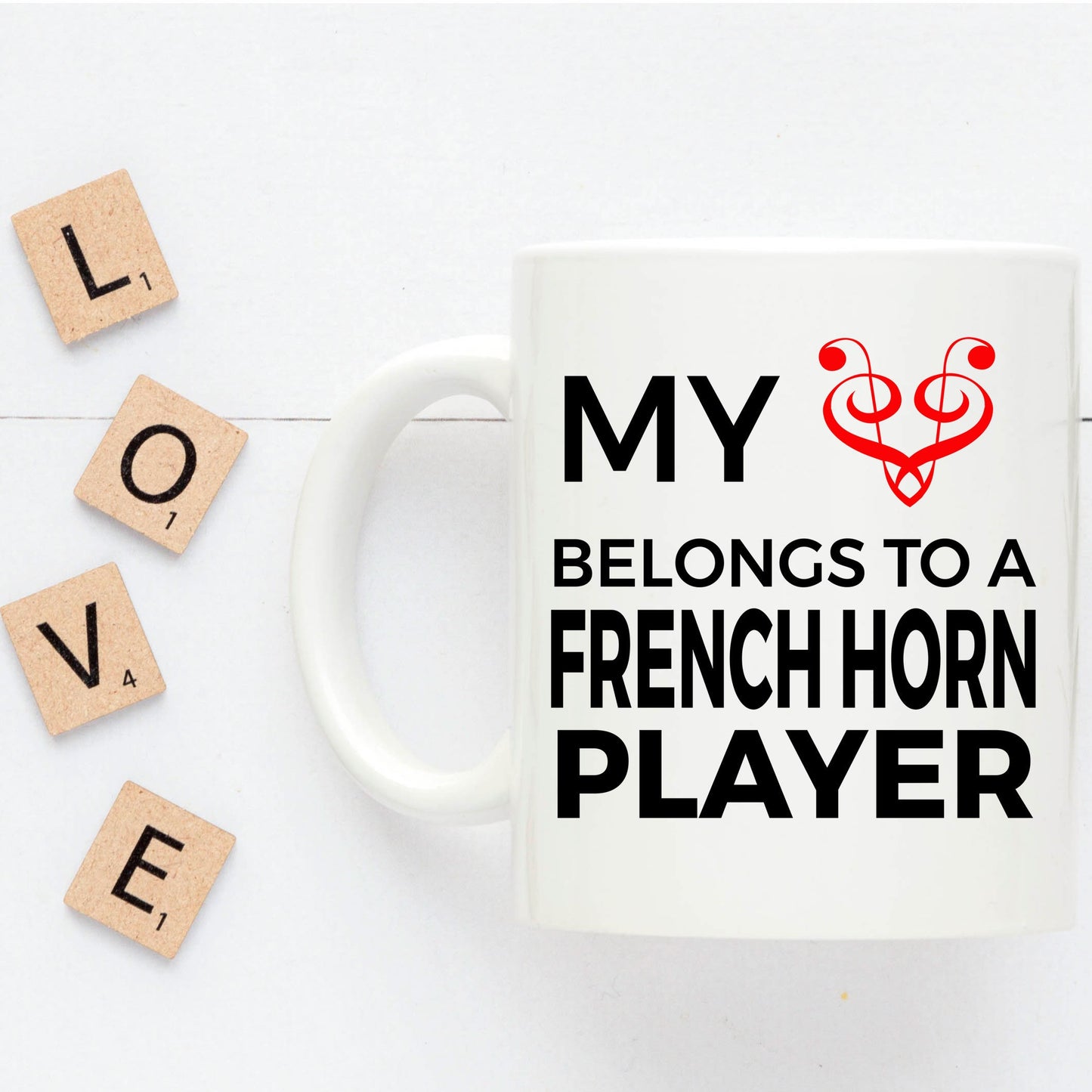 French Horn Player Mug - My Heart Belongs To A French Horn Player - Mallard Moon Gift Shop
