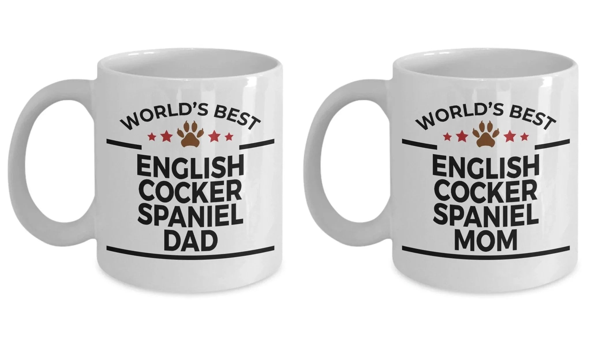 English Cocker Spaniel Dad and Mom Couples Mug - Set of 2 - His and Hers
