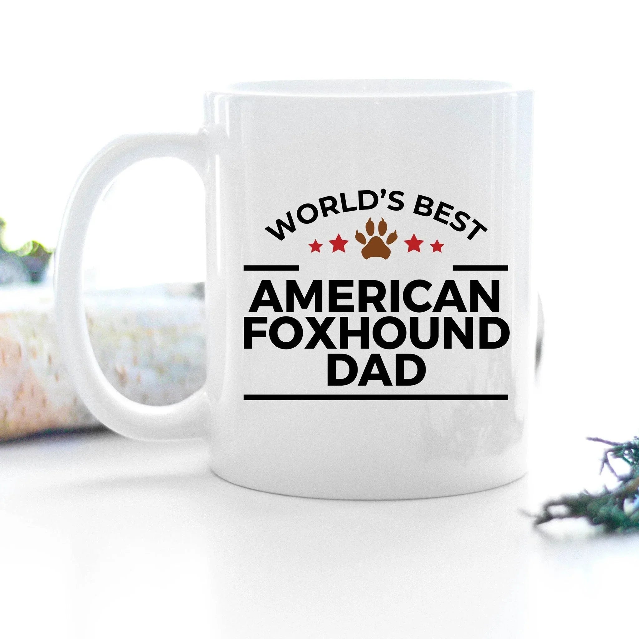 World’s Best American Foxhound Dog Dad Ceramic Coffee Mug – Funny Pet Lover Gift for American Foxhound Owners
