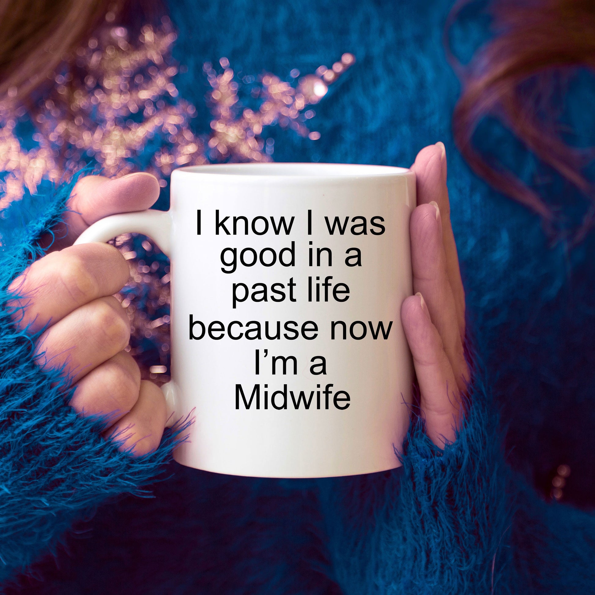 Funny Midwife Coffee Mug white, two tone black, navy, red, pink - Mallard Moon Gift Shop