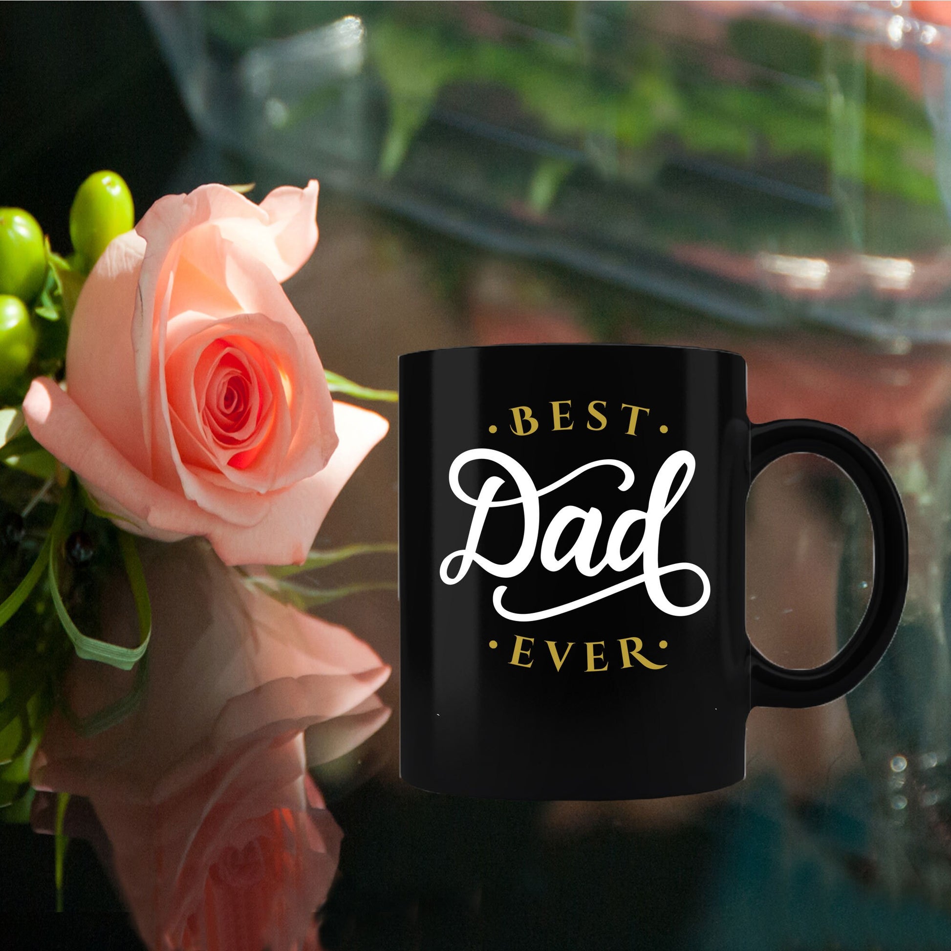Father's Day Gift - Best Dad Ever Black Coffee Mug - Mallard Moon Gift Shop