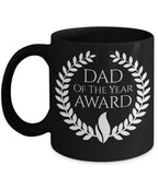 Dad of the Year Award Black Ceramic Mug