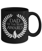 Dad of the Year Award Black Ceramic Mug