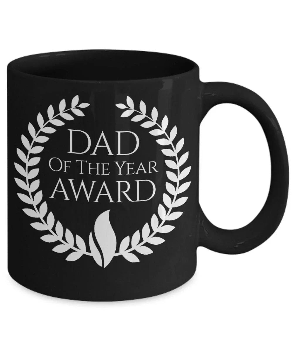 Dad of the Year Award Black Ceramic Mug