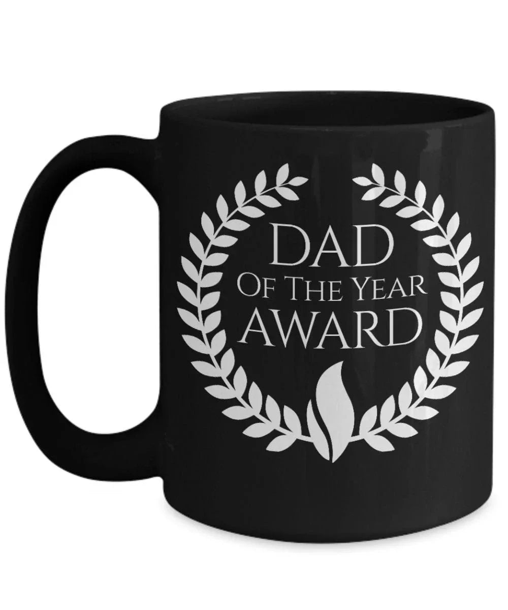 Dad of the Year Award Black Ceramic Mug