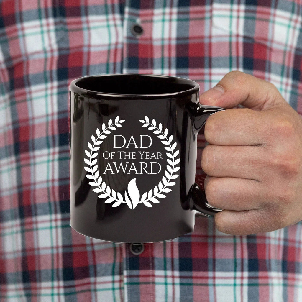 Dad of the Year Award Black Ceramic Mug