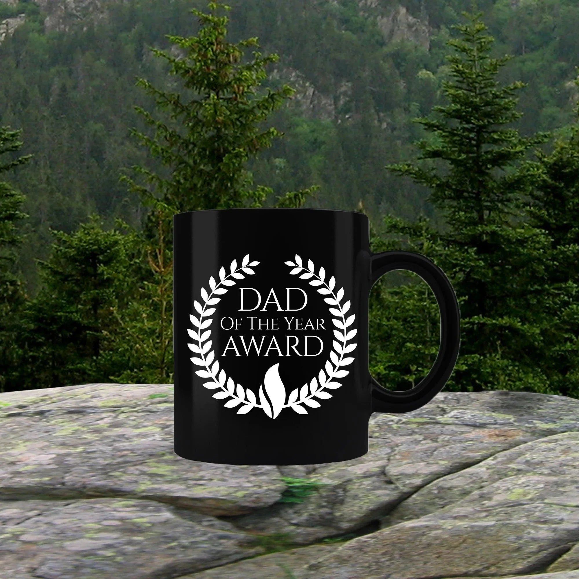 Dad of the Year Award Black Ceramic Mug
