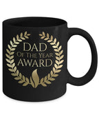 Dad of the Year Award Gold lettering on black mug