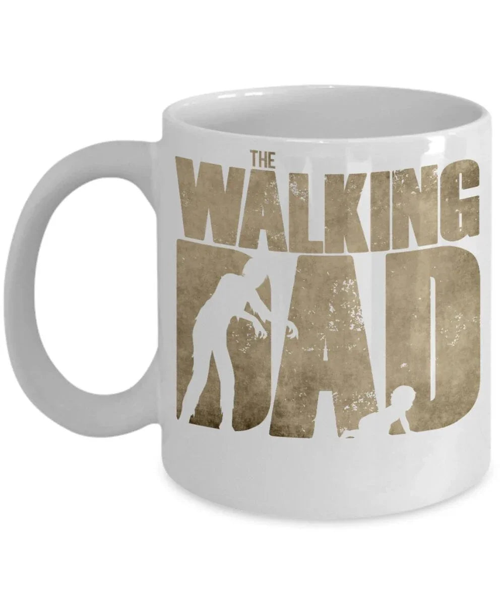 The Walking Dad Zombie Coffee Mug – Funny Fatherhood Gift for New Dads, Zombie Fans, or Baby Daddies – Unique Father Mug with Crawling Baby Graphic