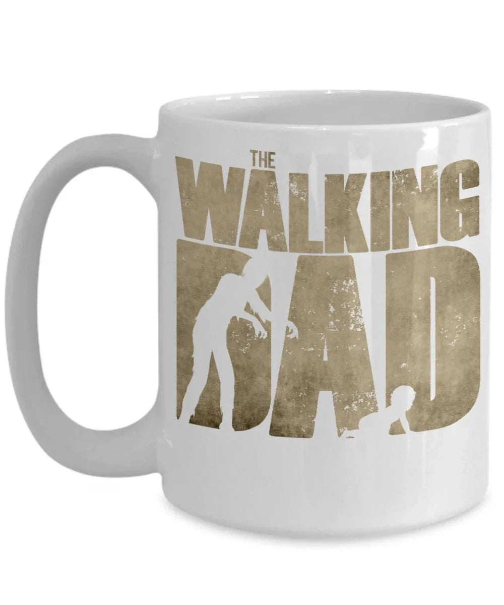 The Walking Dad Zombie Coffee Mug – Funny Fatherhood Gift for New Dads, Zombie Fans, or Baby Daddies – Unique Father Mug with Crawling Baby Graphic