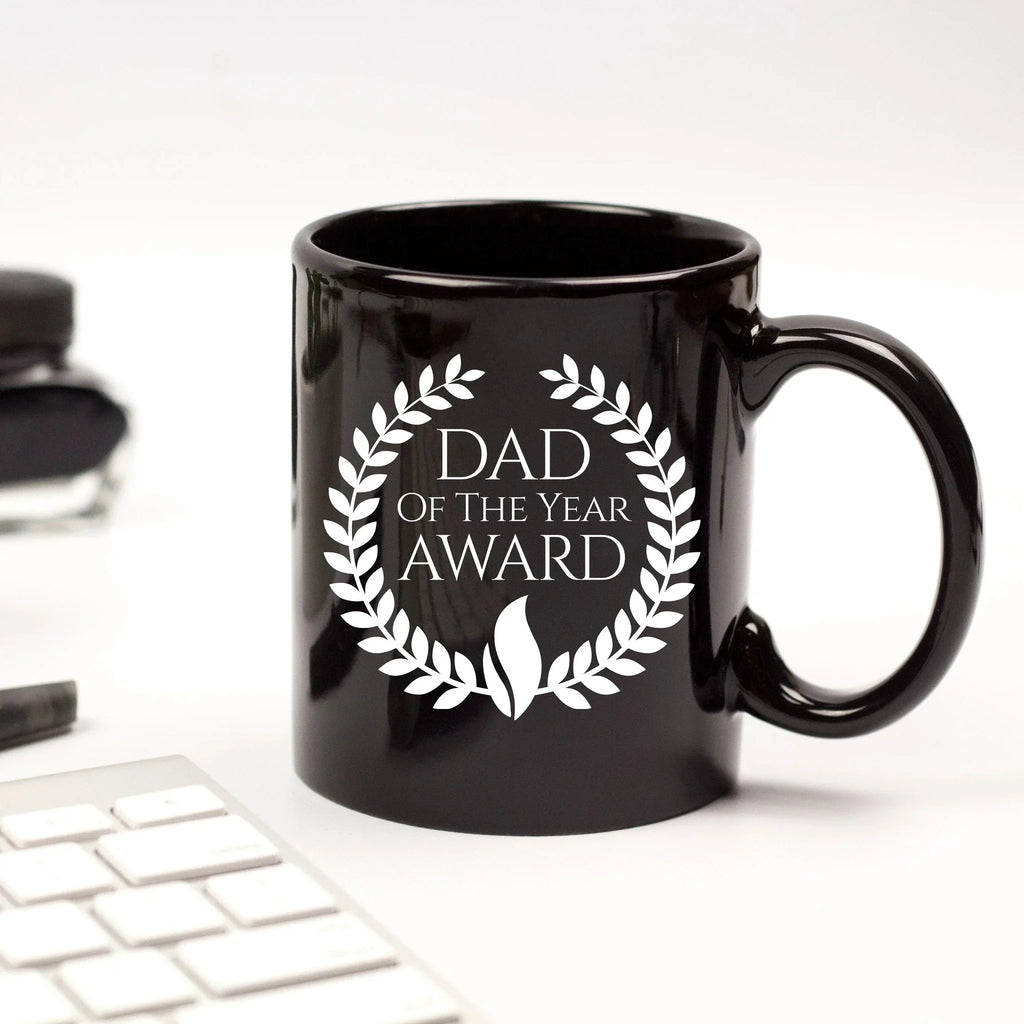 Dad of the Year Award Black Ceramic Mug