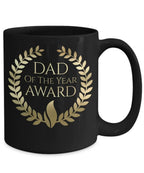 Dad of the Year Award Gold lettering on black mug