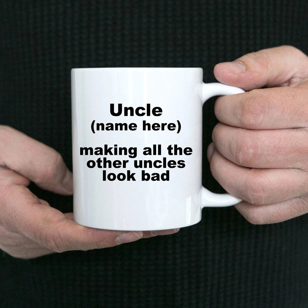 Custom Uncle Mug - Personalized mug for your favorite uncle white ceramic coffee cup, two-tone black, navy, red, pink