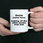 Custom Uncle Mug - Personalized mug for your favorite uncle white ceramic coffee cup, two-tone black, navy, red, pink