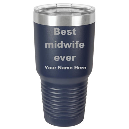 Best Midwife Ever personalized laser etched color Polar Camel 30 oz.  Ringneck Vacuum Insulated Tumbler w/Lid - Mallard Moon Gift Shop
