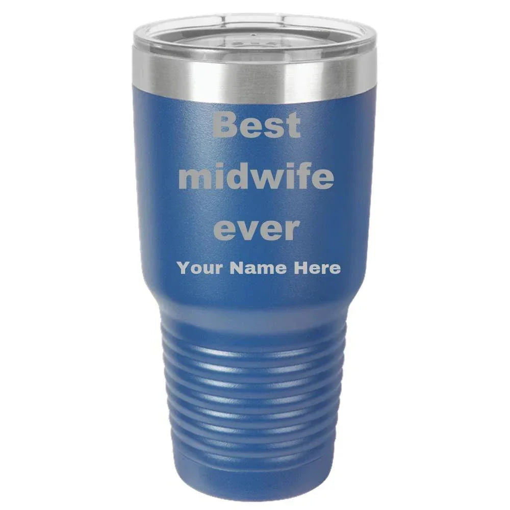 Best Midwife Ever personalized laser etched color Polar Camel 30 oz. Ringneck Vacuum Insulated Tumbler w/Lid